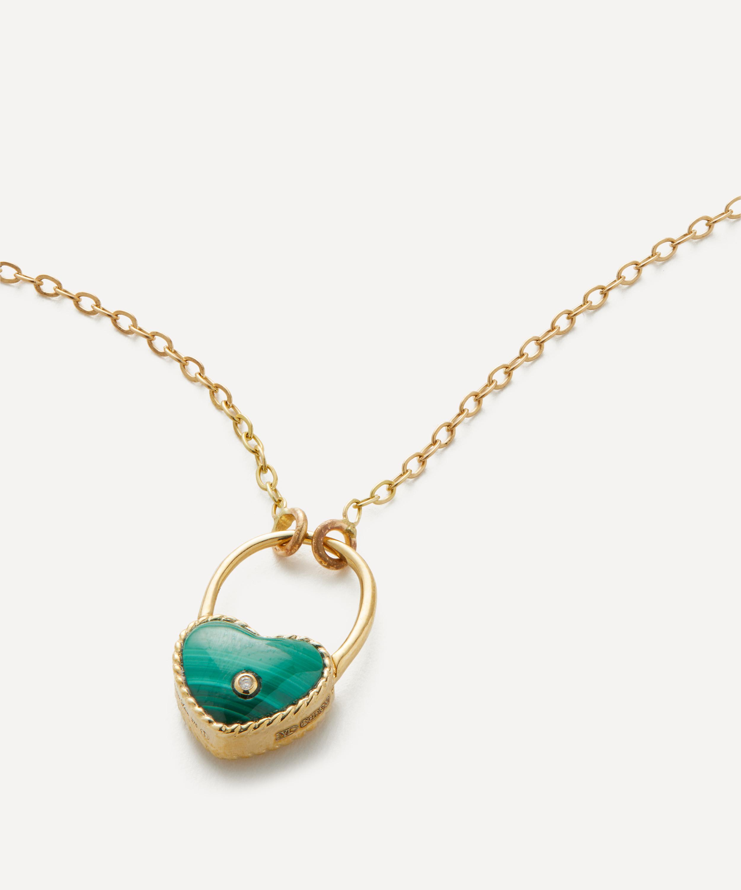 Yvonne Léon - 9ct Gold Malachite Heart Solitaire Necklace