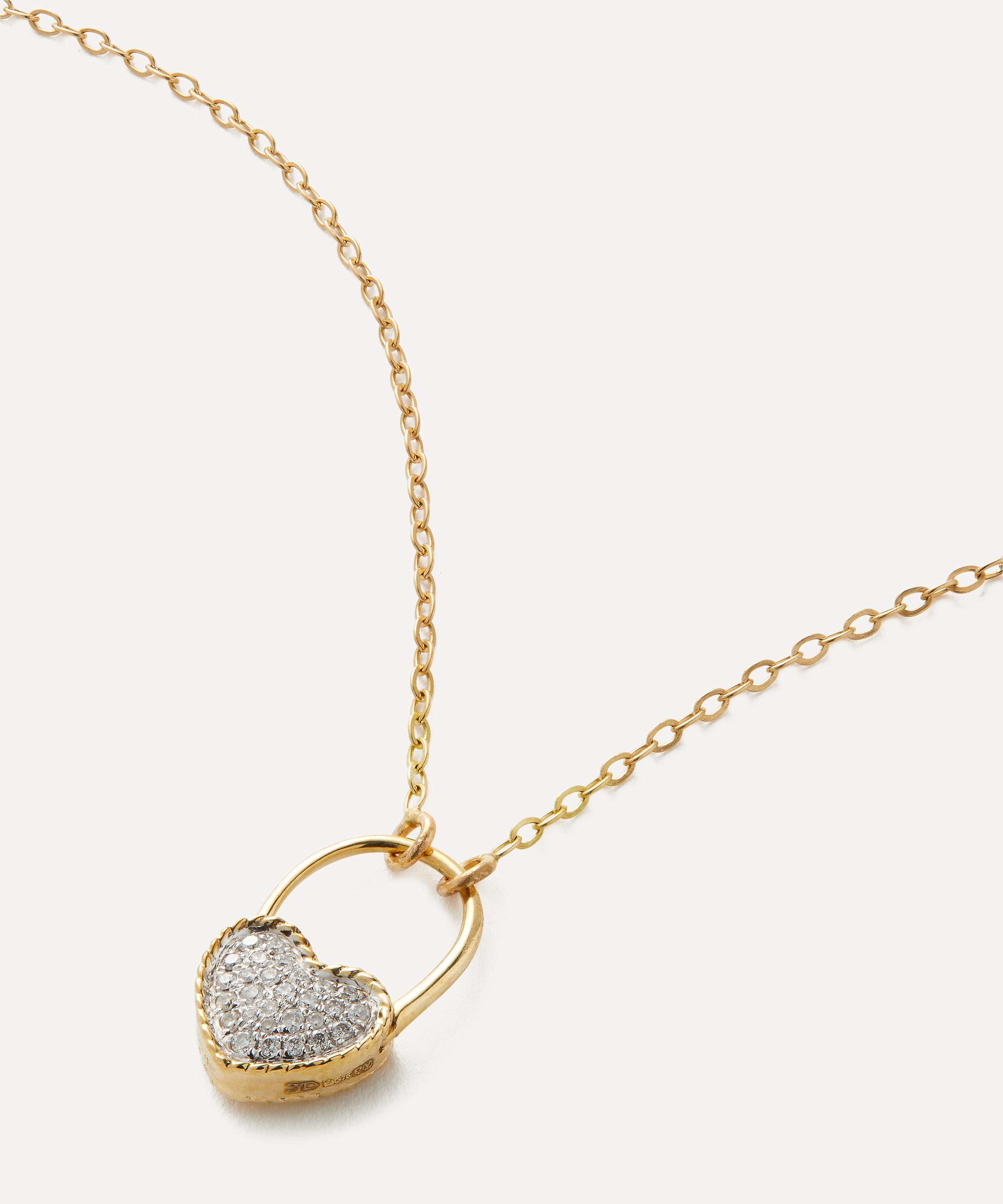 Yvonne Léon 9ct Gold Diamond Heart Padlock Necklace | Liberty