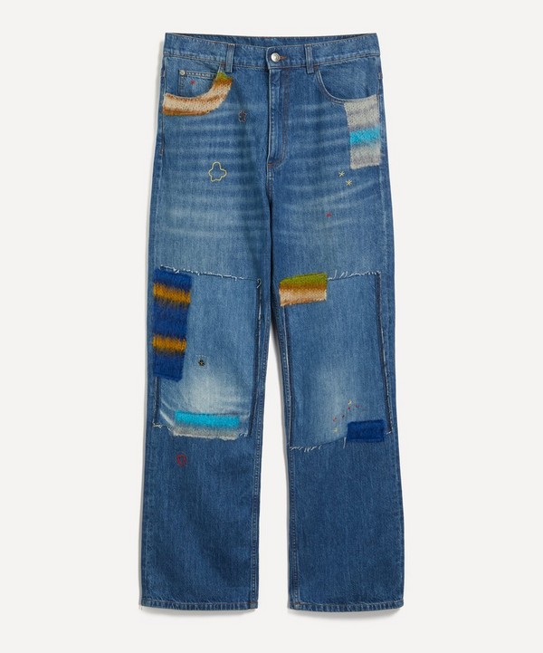 Marni - Mohair Patch Embellished Blue Jeans image number null