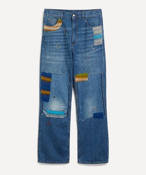 Marni - Mohair Patch Embellished Blue Jeans image number 0