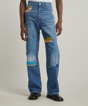 Marni - Mohair Patch Embellished Blue Jeans image number 2