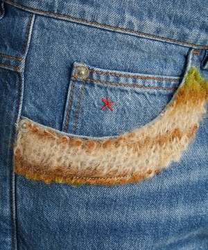 Marni - Mohair Patch Embellished Blue Jeans image number 4