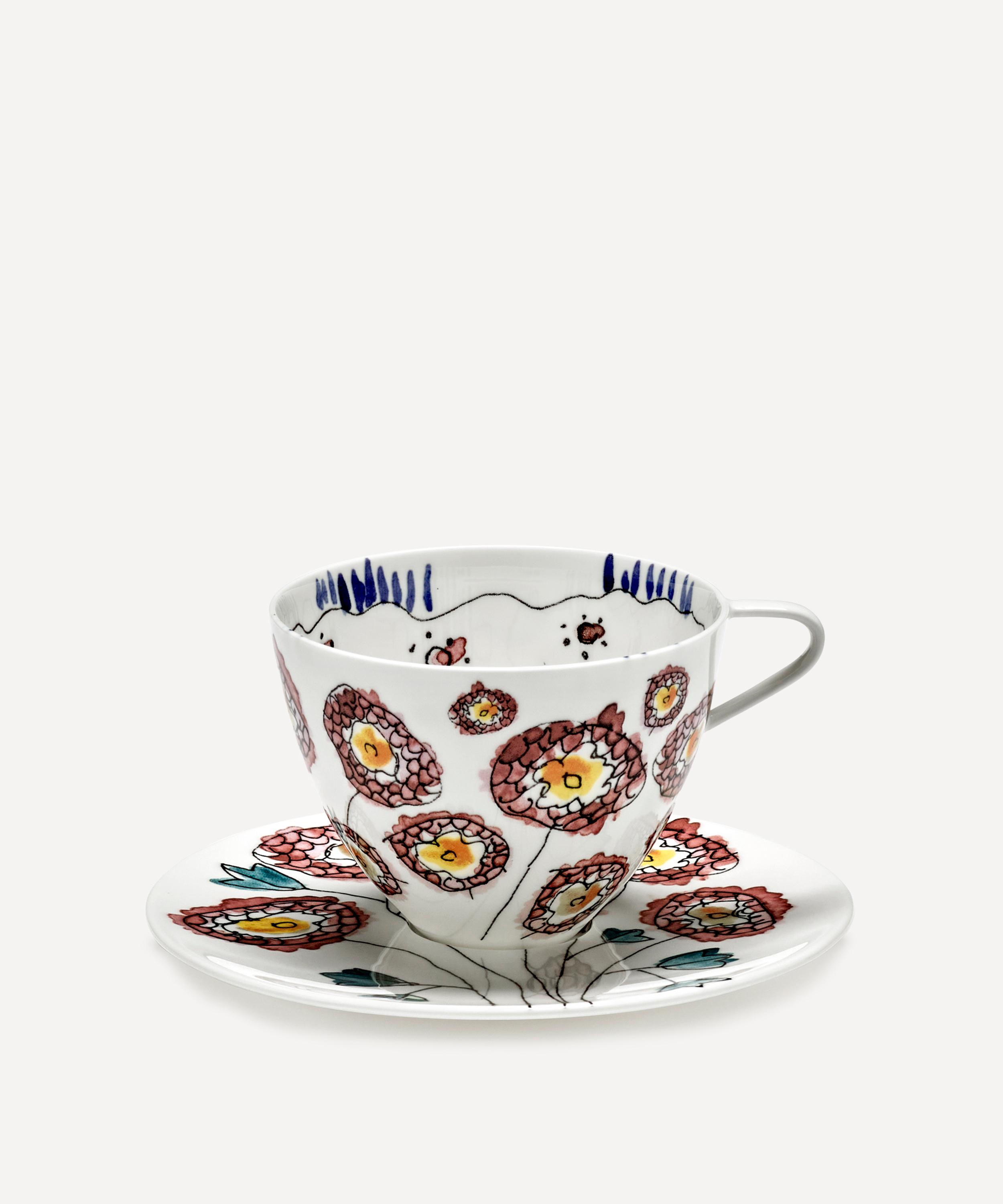 Serax - x Marni Anemone Milk Midnight Flowers Cappuccino Cup and Saucer image number 0