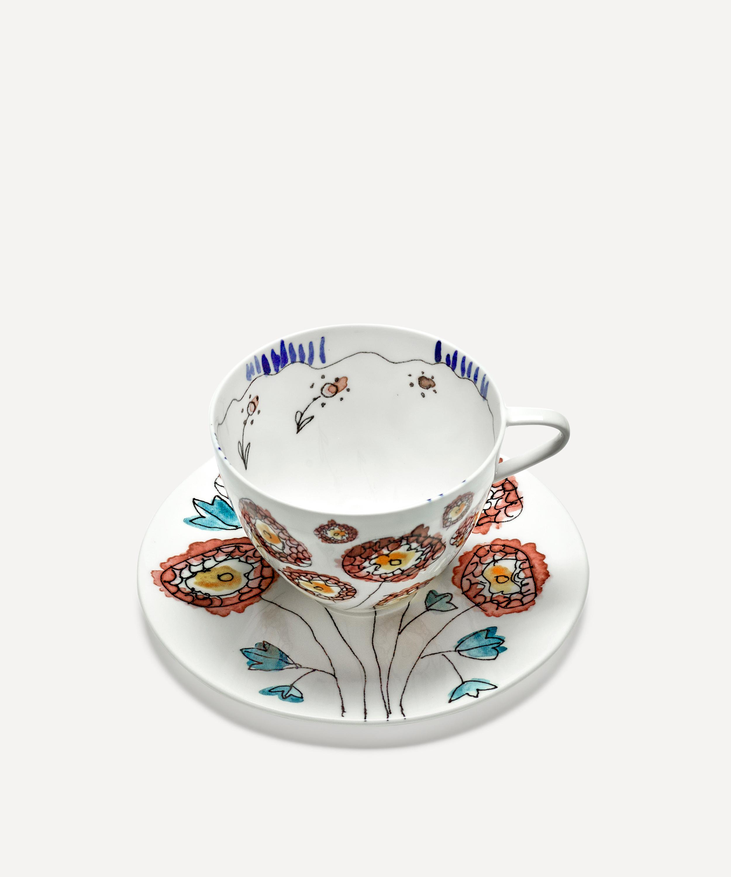 Serax - x Marni Anemone Milk Midnight Flowers Cappuccino Cup and Saucer image number 2