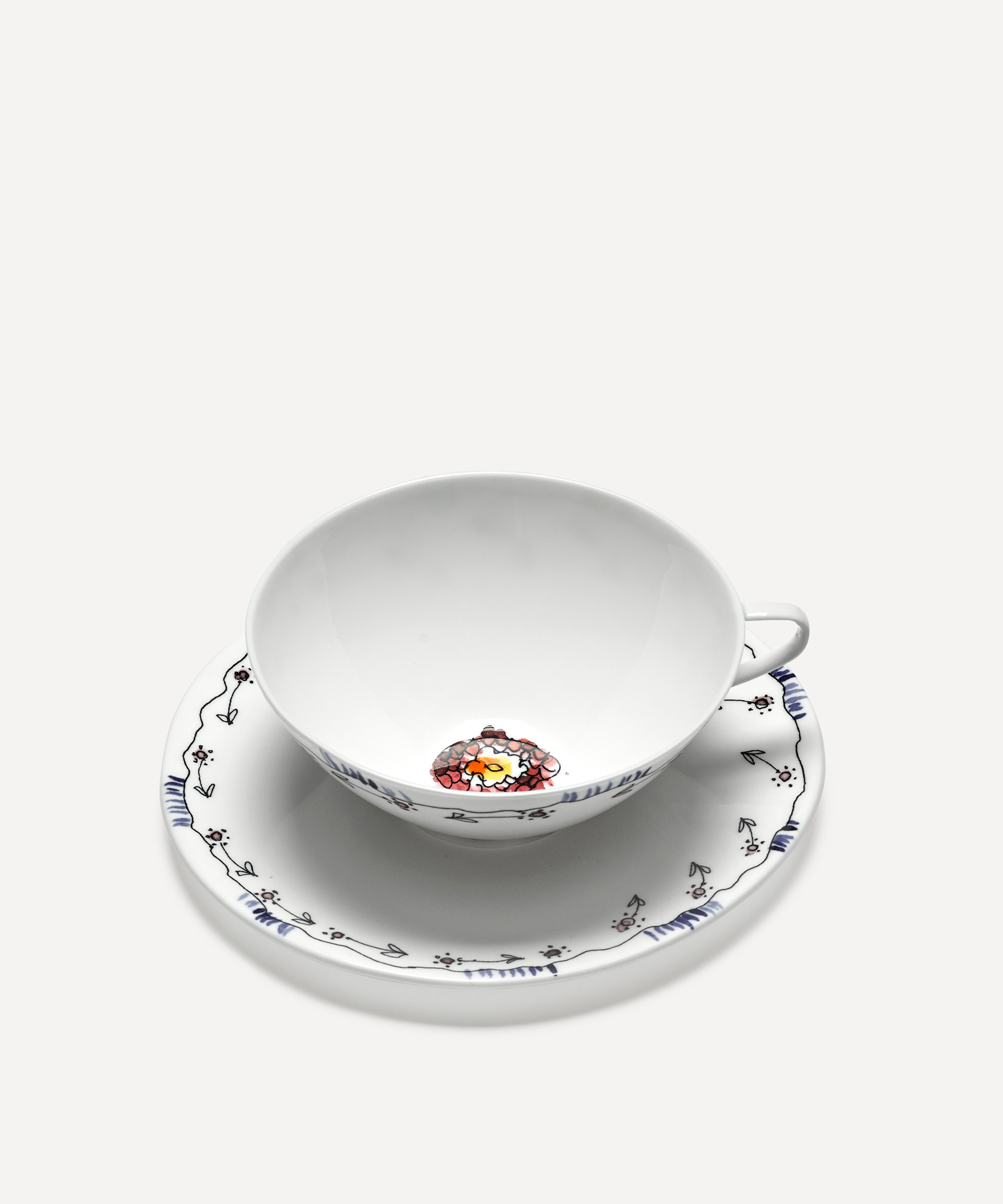x Marni Anemone Milk set of 2 cappuccino cups and saucers in multicoloured  - Serax