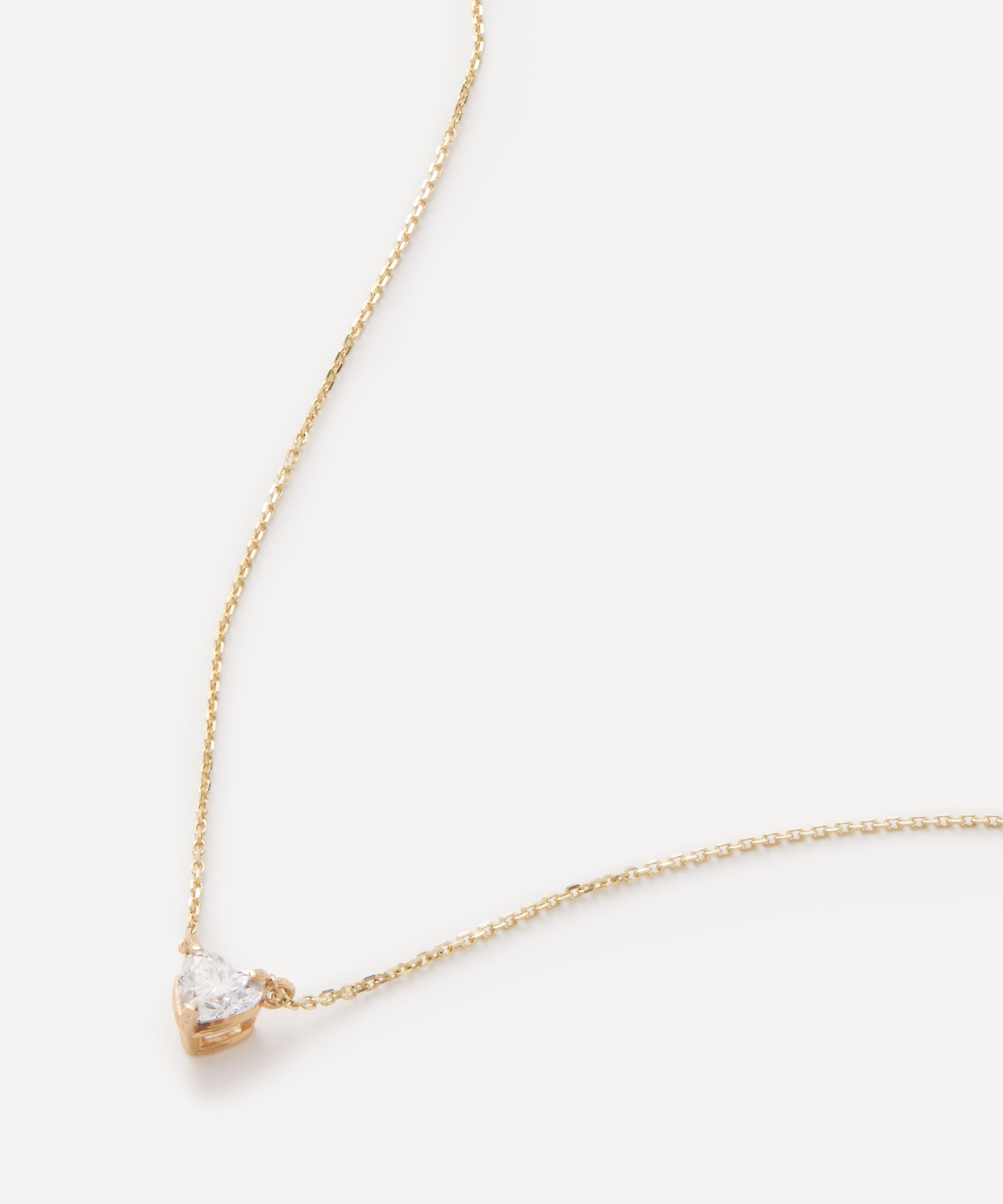 AURUM + GREY - 9ct Gold Facets Floating Diamond Heart Pendant Necklace image number 0