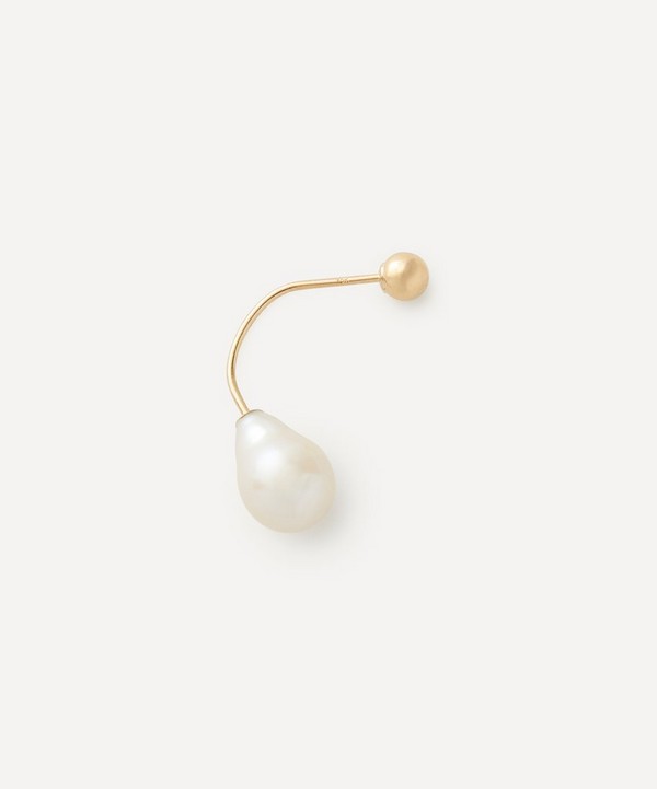 AURUM + GREY - 9ct Gold Drop Pearl Earring