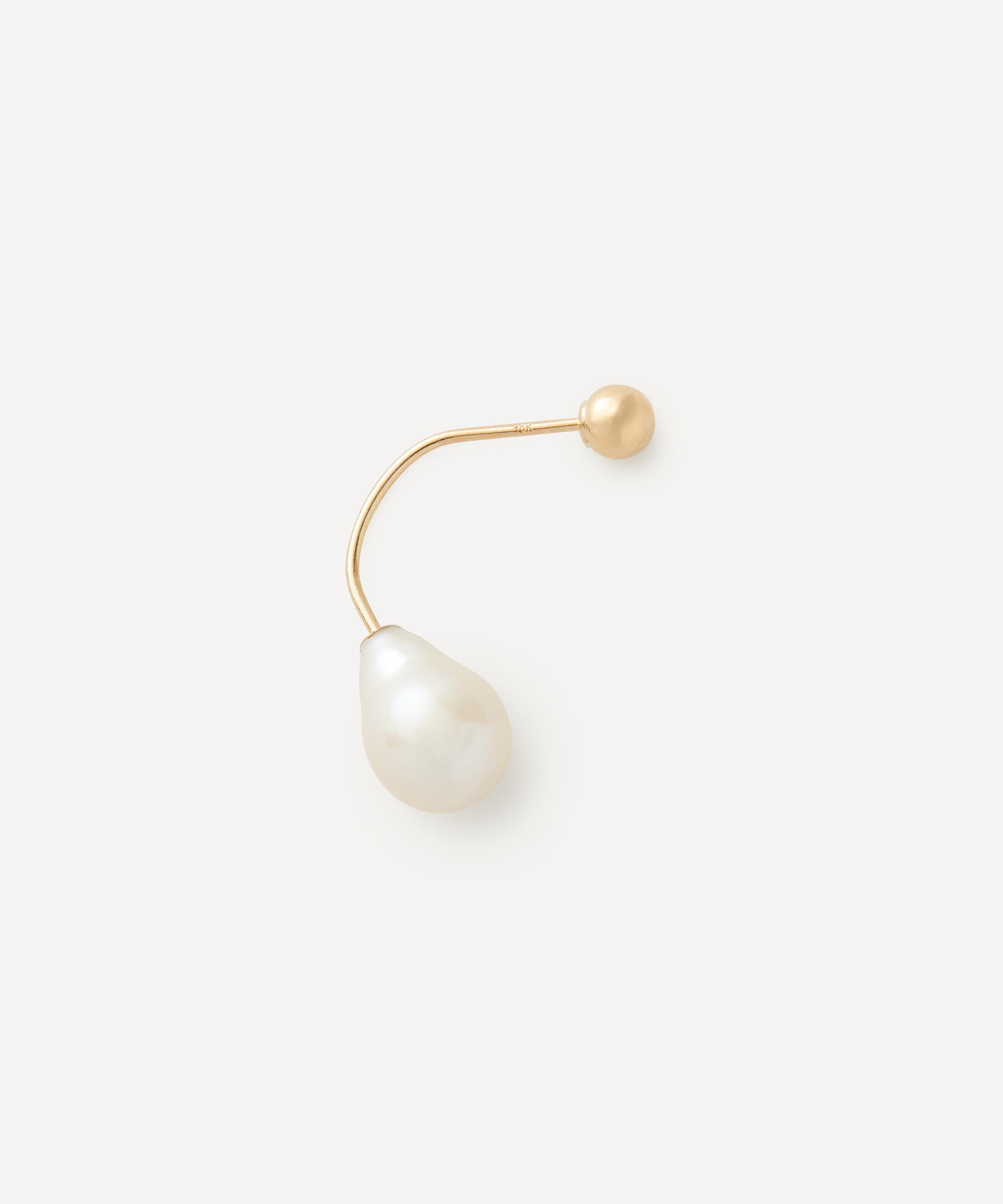 Single pearl earrings hot sale in gold