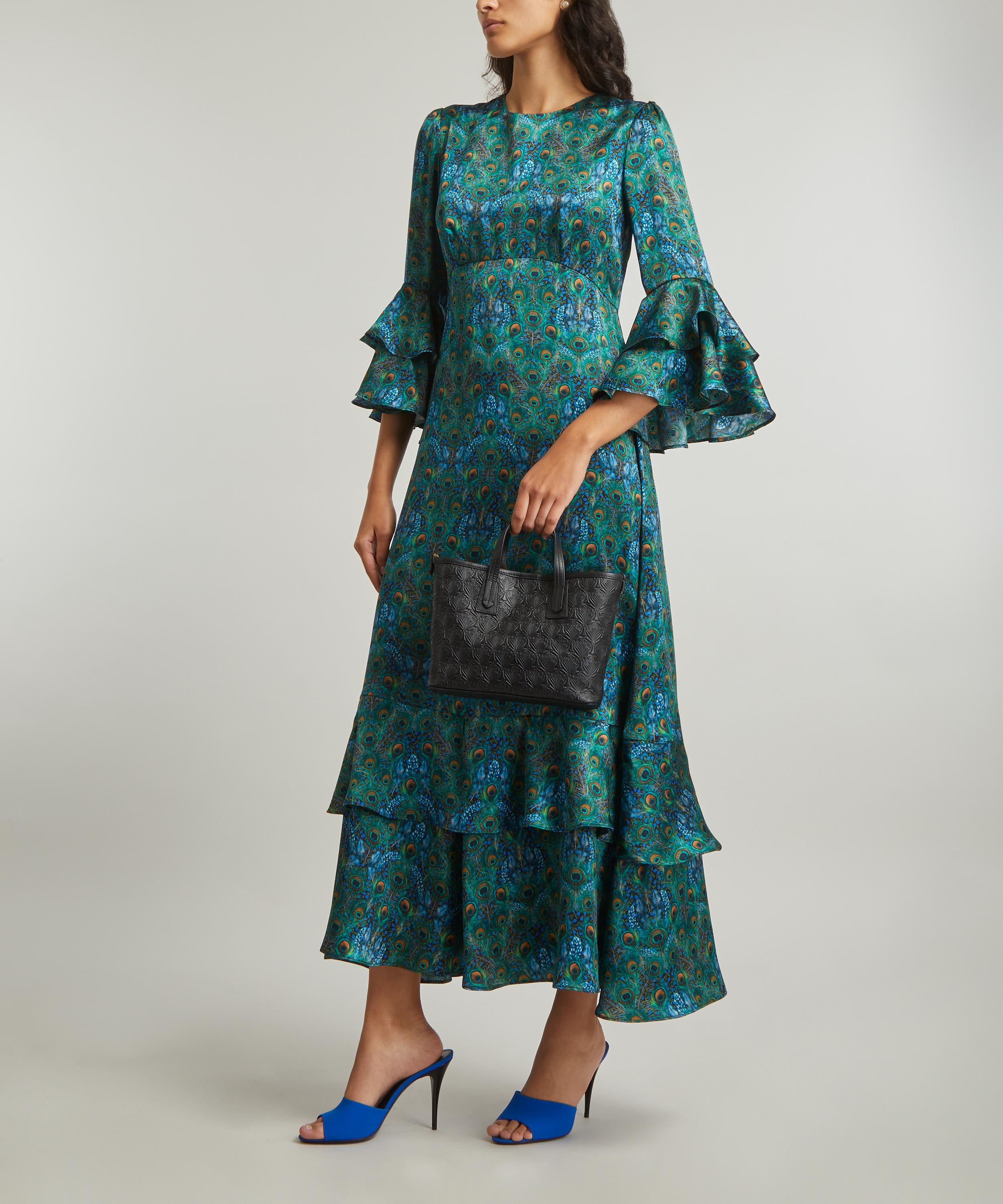 Liberty Peacock Manor Silk Satin Gala Dress