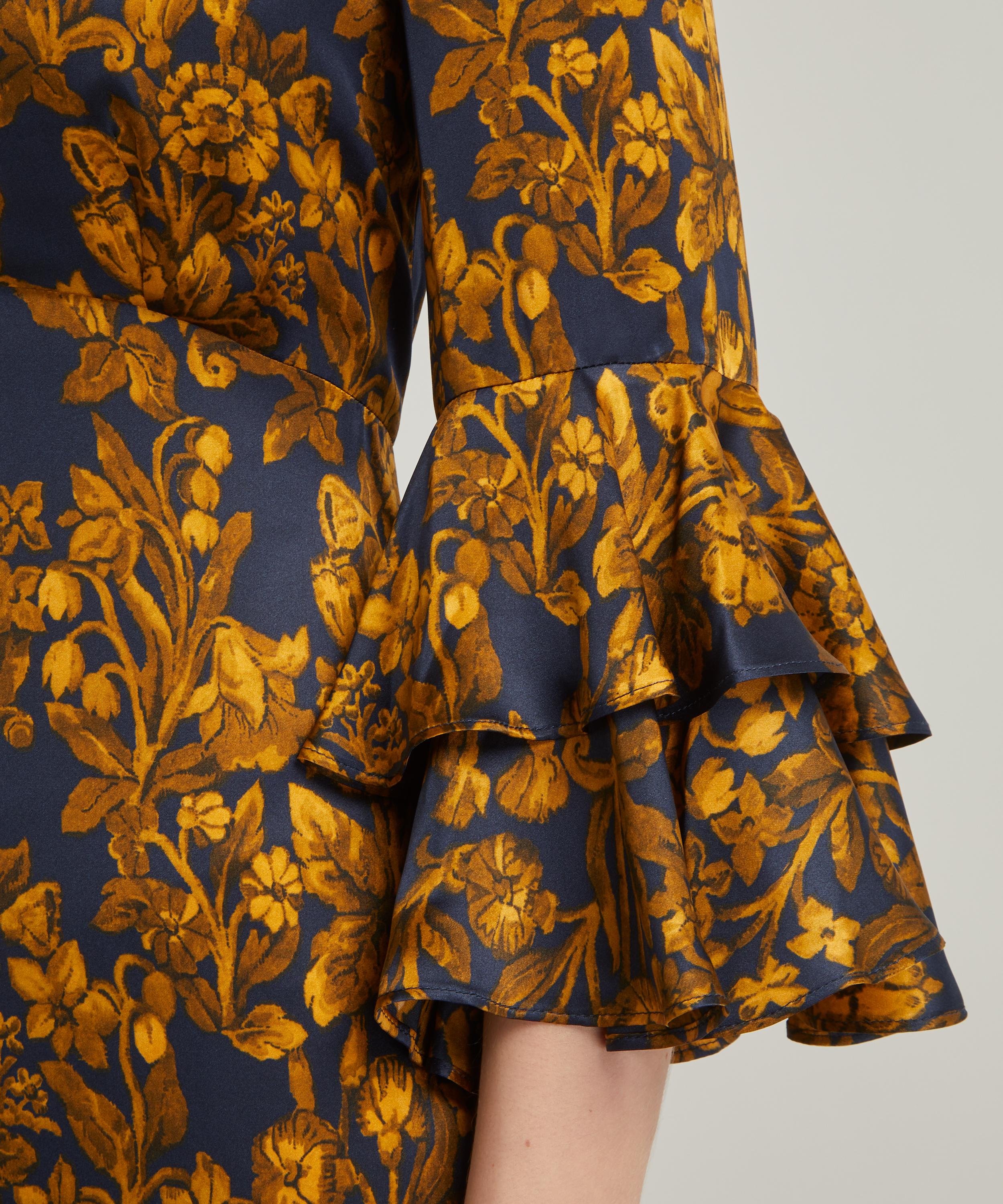 Sustainable Luxury Mini Dress in Golden Toile Print: the Florence