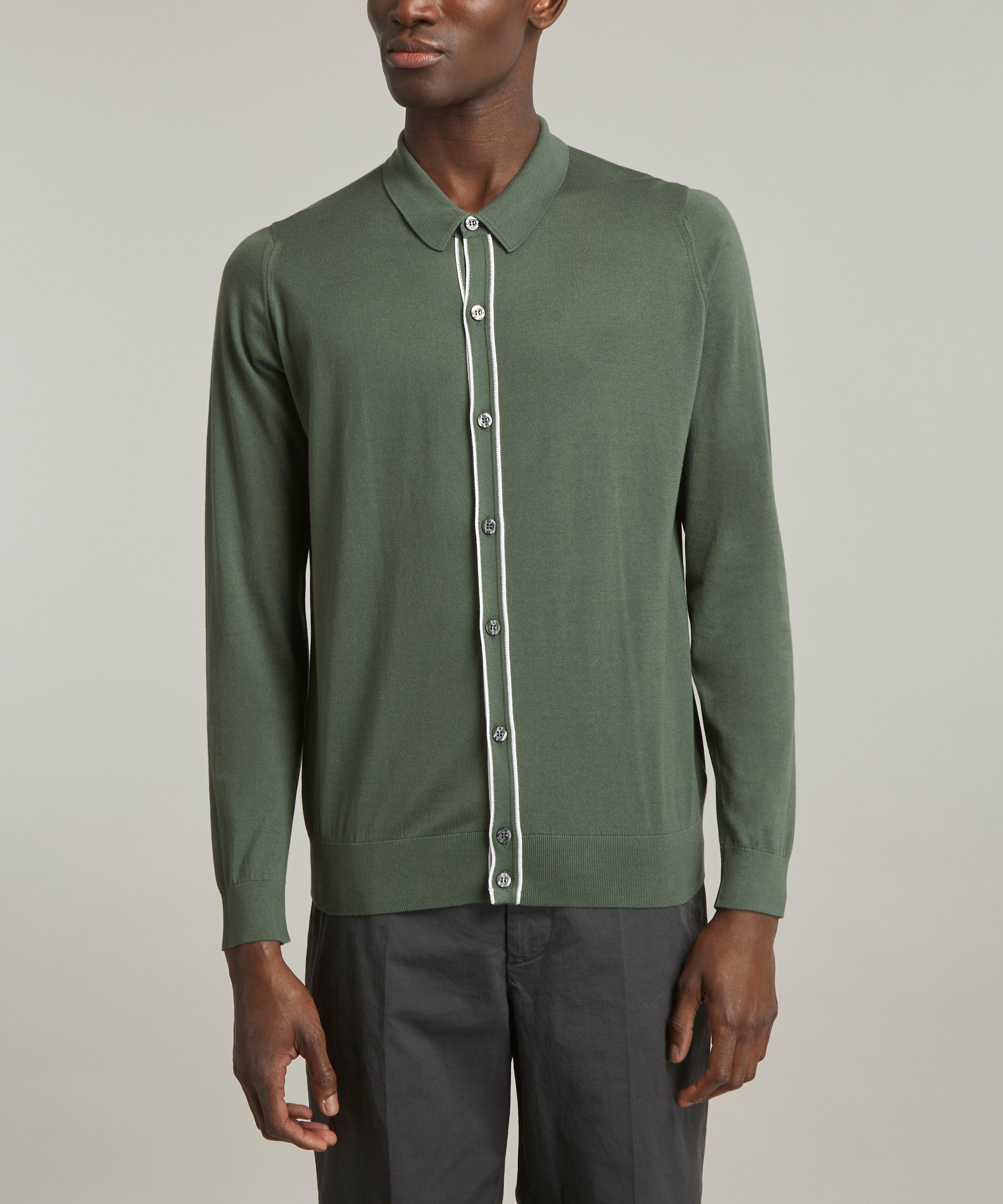 John Smedley Contrast-Tipped Sea Island Polo Shirt