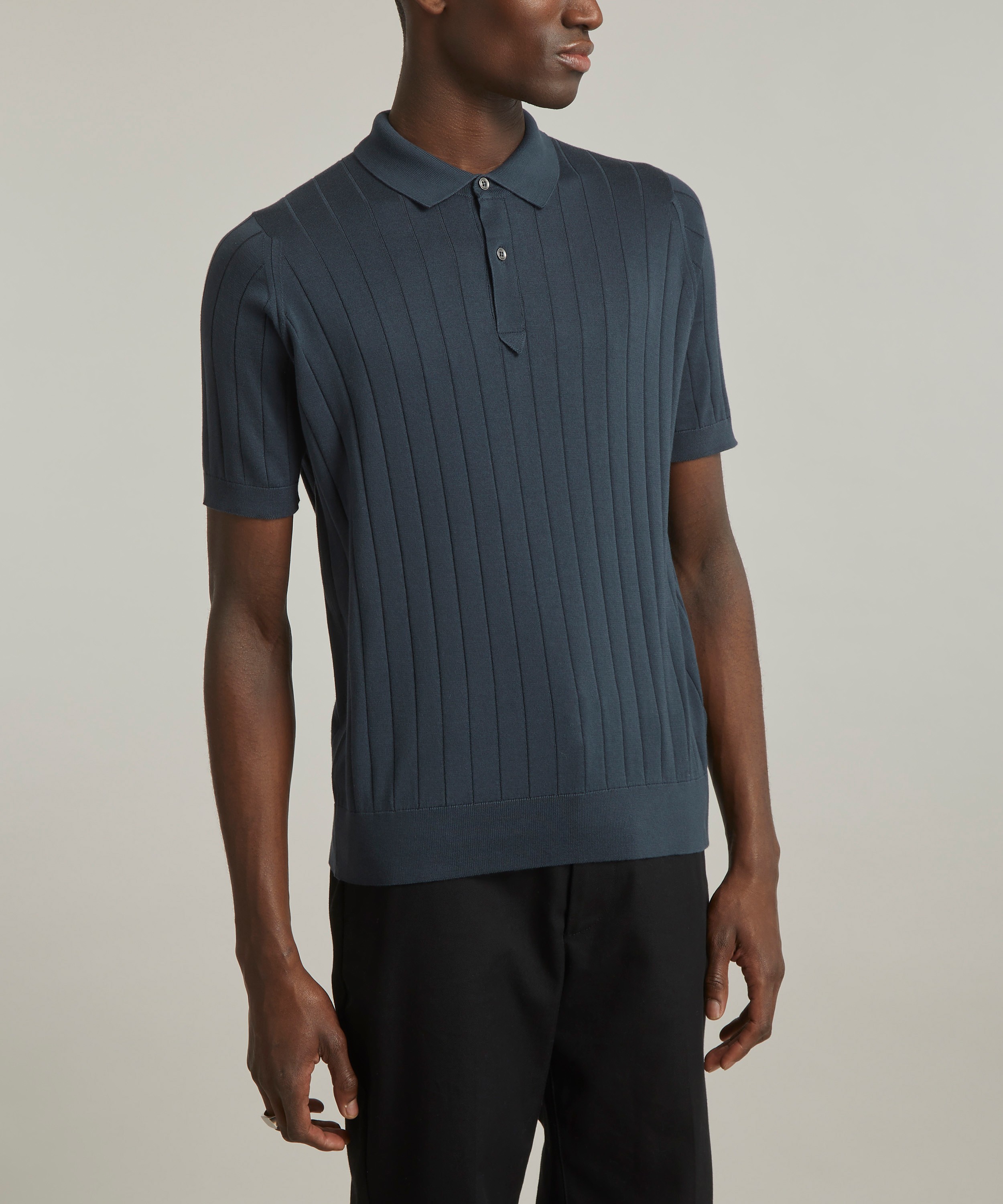 John Smedley Short-Sleeve Ribbed Polo Shirt