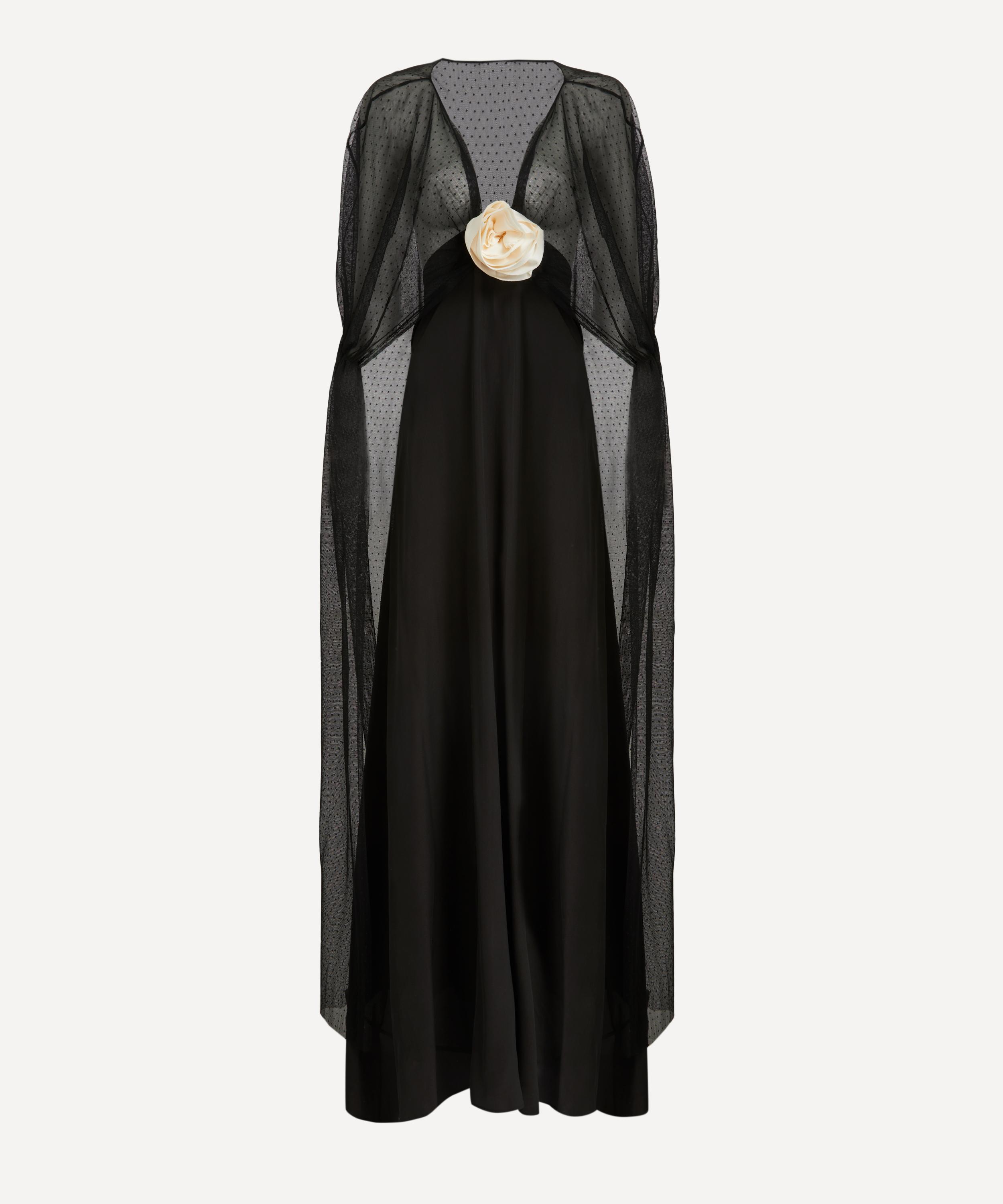 Bernadette - Delphine Floral Appliqué Point D’esprit Silk Crepe de Chine Gown  image number 