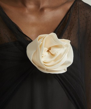 Bernadette - Delphine Floral Appliqué Point D’esprit Silk Crepe de Chine Gown  image number 4