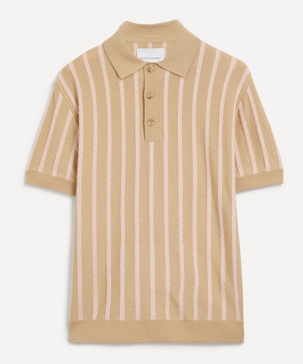 King & Tuckfield - Textured-Stripe Camp Collar Shirt