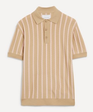King & Tuckfield - Textured-Stripe Camp Collar Shirt image number 0