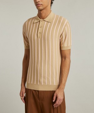 King & Tuckfield - Textured-Stripe Camp Collar Shirt image number 2