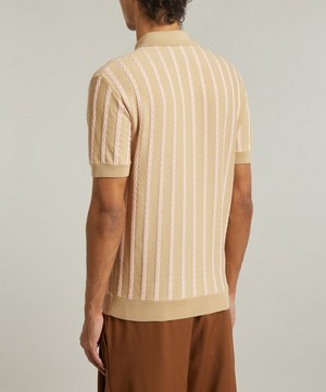 King & Tuckfield - Textured-Stripe Camp Collar Shirt image number 3
