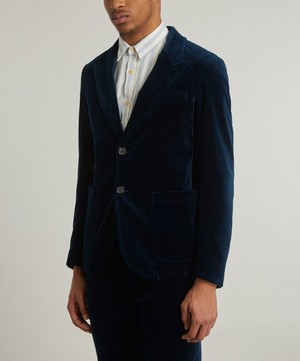 Oliver Spencer - Mansfield Sapphire Blue Velvet Jacket image number 2