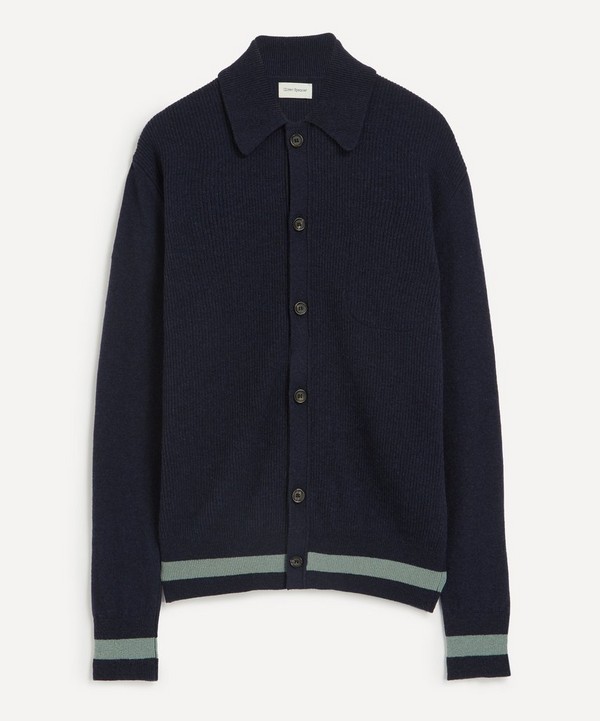 Oliver Spencer - Britten Knitted Navy Greeves Cardigan image number null