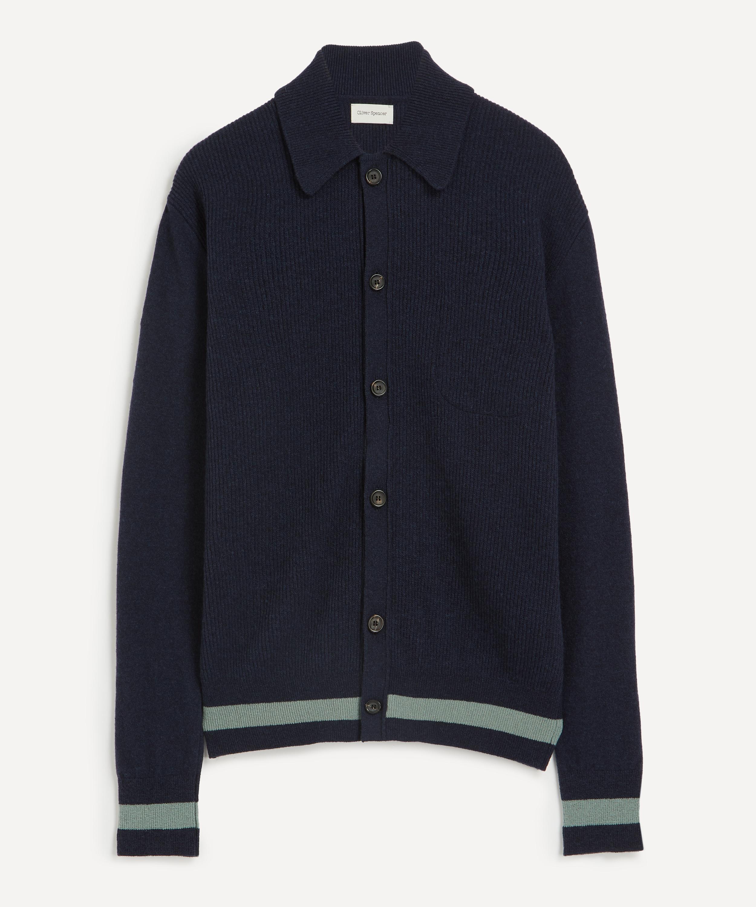 Oliver Spencer - Britten Knitted Navy Greeves Cardigan image number 0