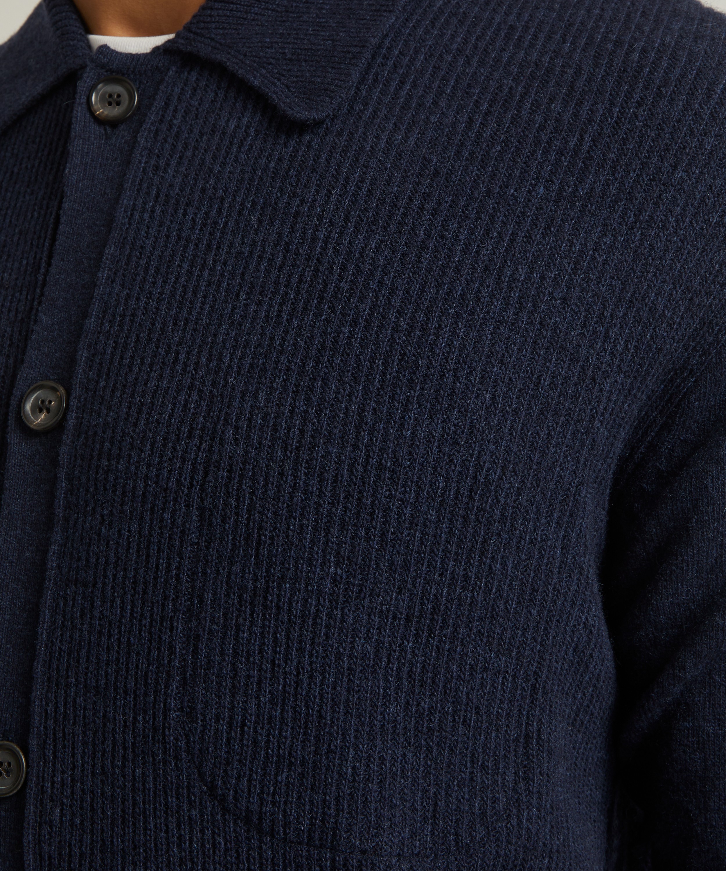 Oliver Spencer - Britten Knitted Navy Greeves Cardigan image number 4