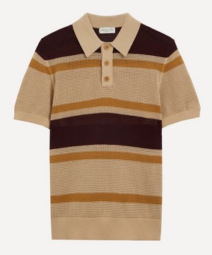 Dries Van Noten - Open-Knit Striped Polo Shirt image number 0