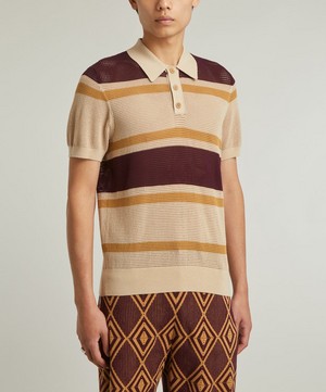 Dries Van Noten - Open-Knit Striped Polo Shirt image number 2