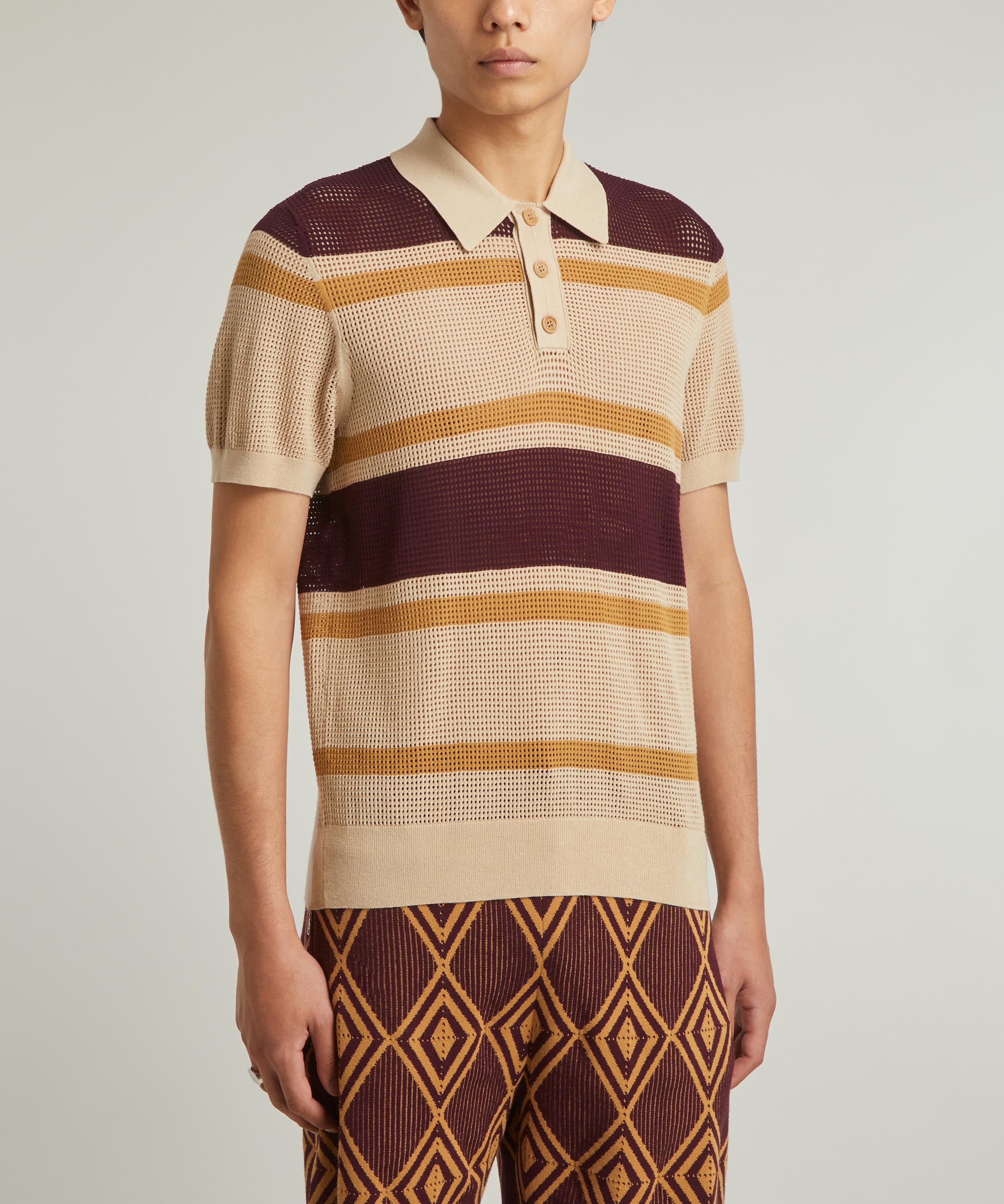 Dries Van Noten - Open-Knit Striped Polo Shirt image number 2