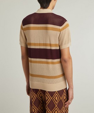 Dries Van Noten - Open-Knit Striped Polo Shirt image number 3