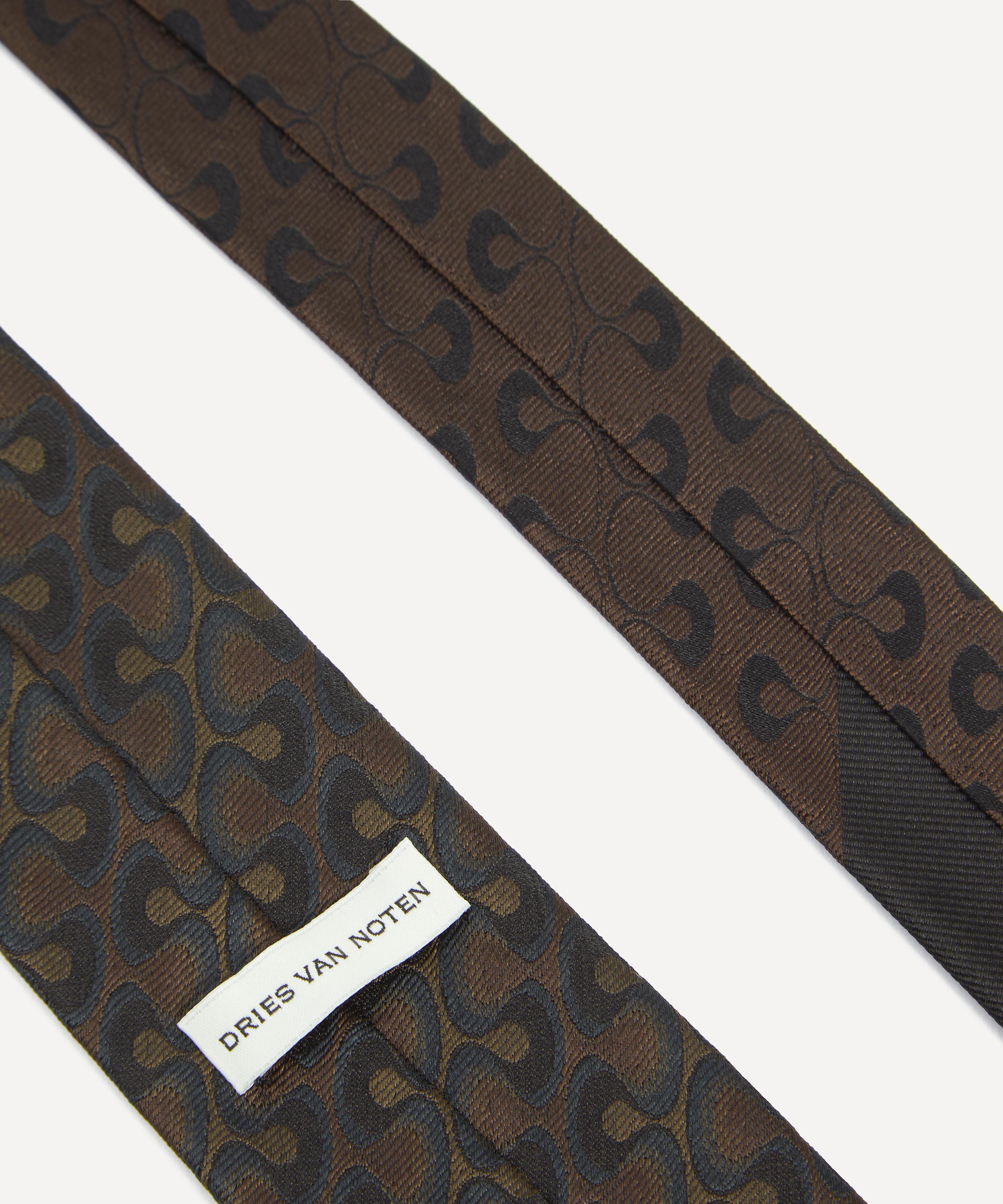 Dries Van Noten - Abstract Stripe Silk Jacquard Tie image number 1