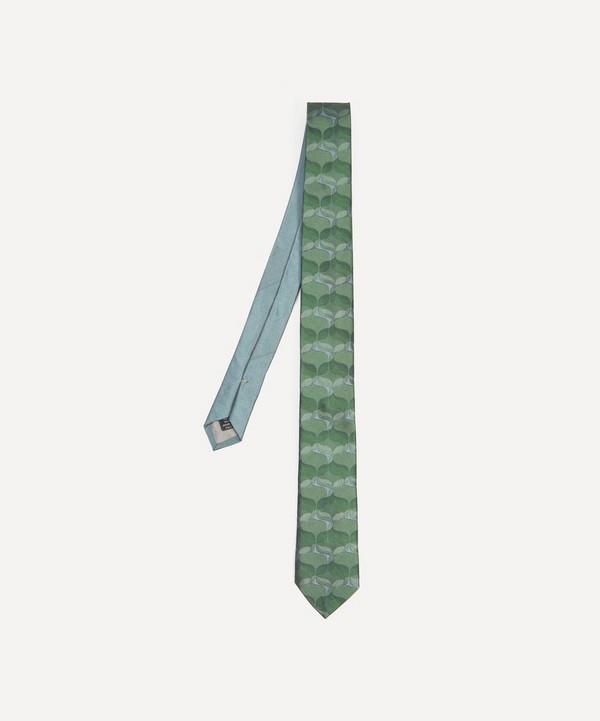 Dries Van Noten - Green Abstract Silk Jacquard Tie image number null