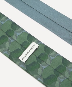Dries Van Noten - Green Abstract Silk Jacquard Tie image number 2