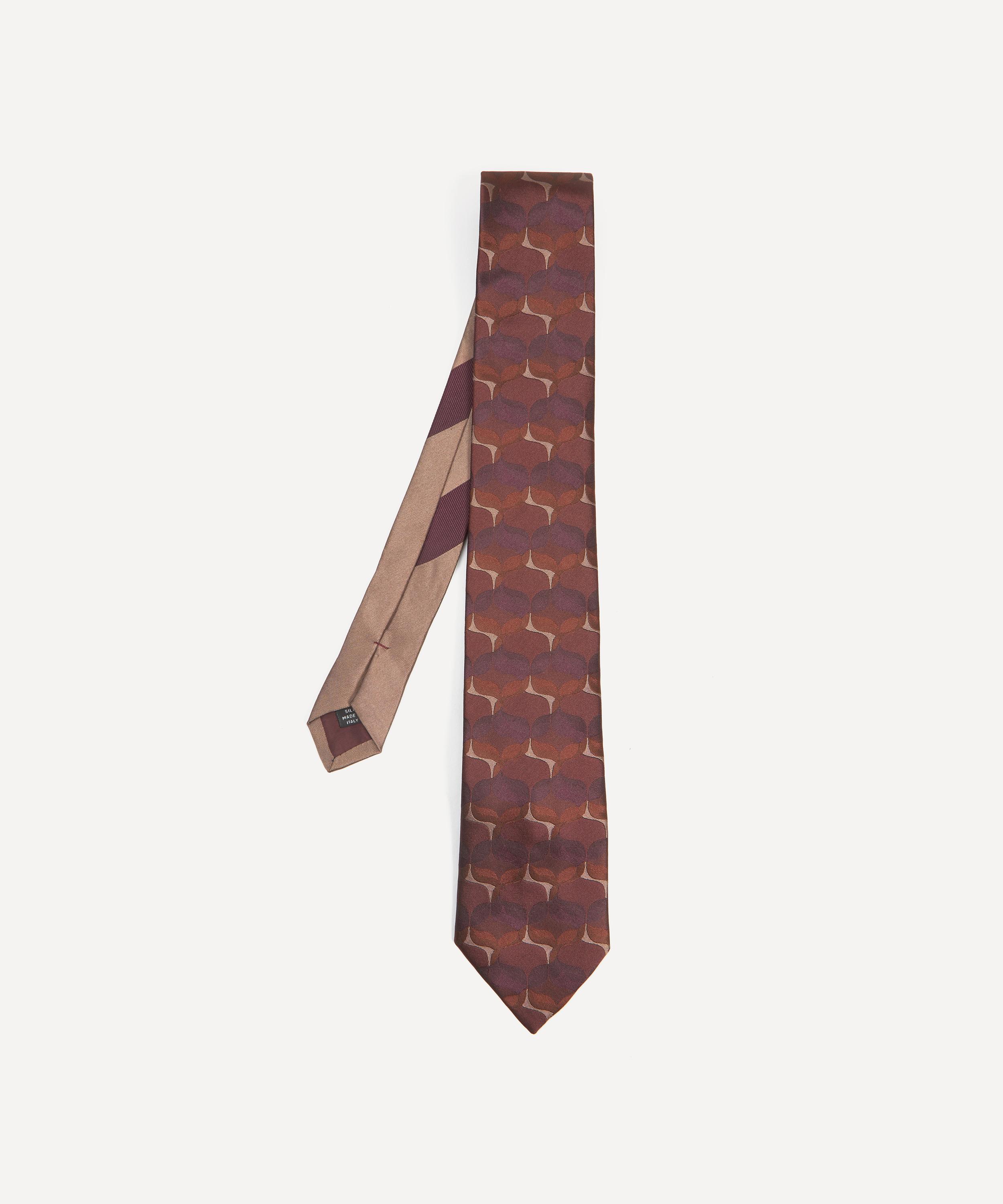 Dries Van Noten - Bordeaux Abstract Silk Jacquard Tie image number 0