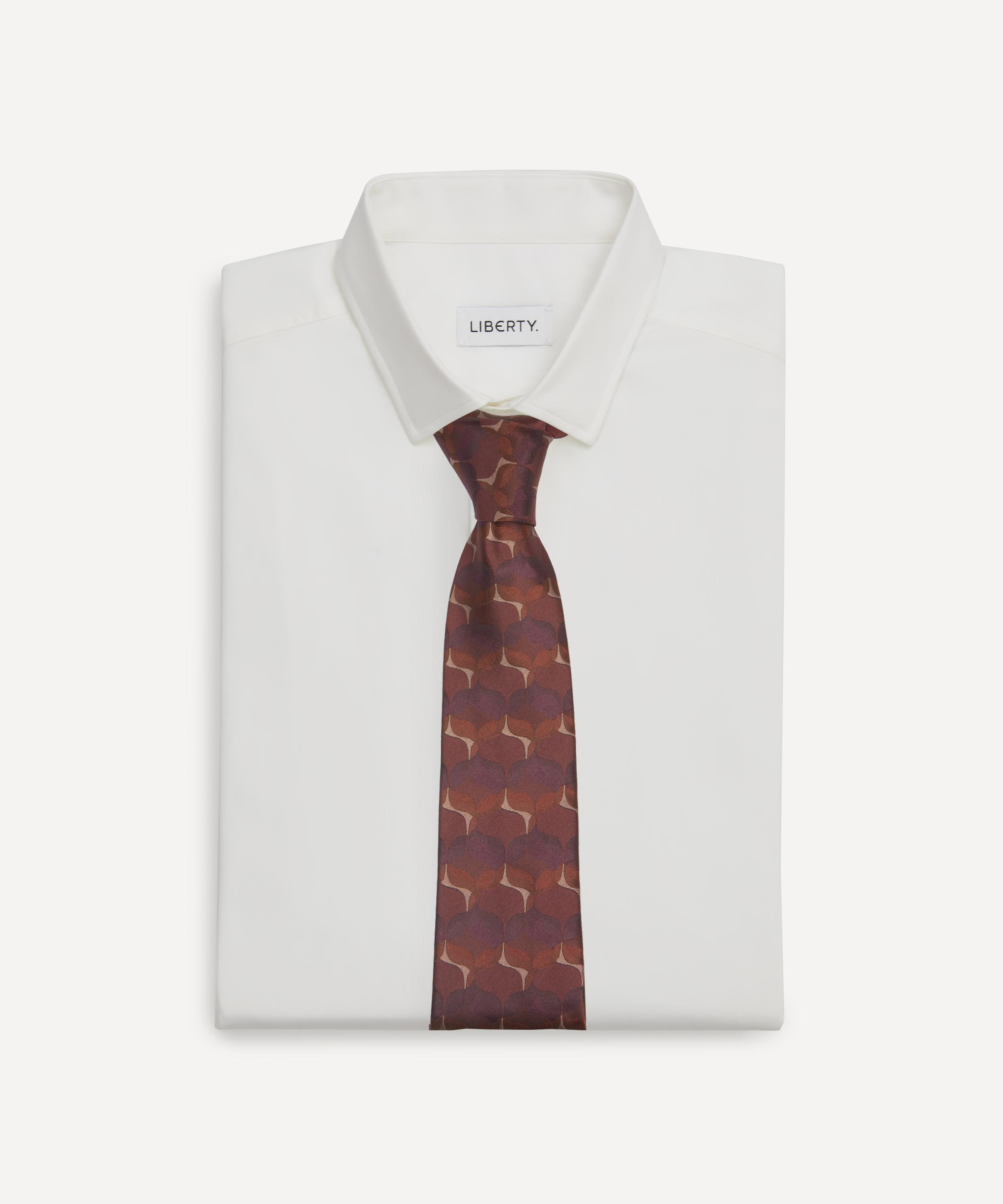 Dries Van Noten - Bordeaux Abstract Silk Jacquard Tie image number 1