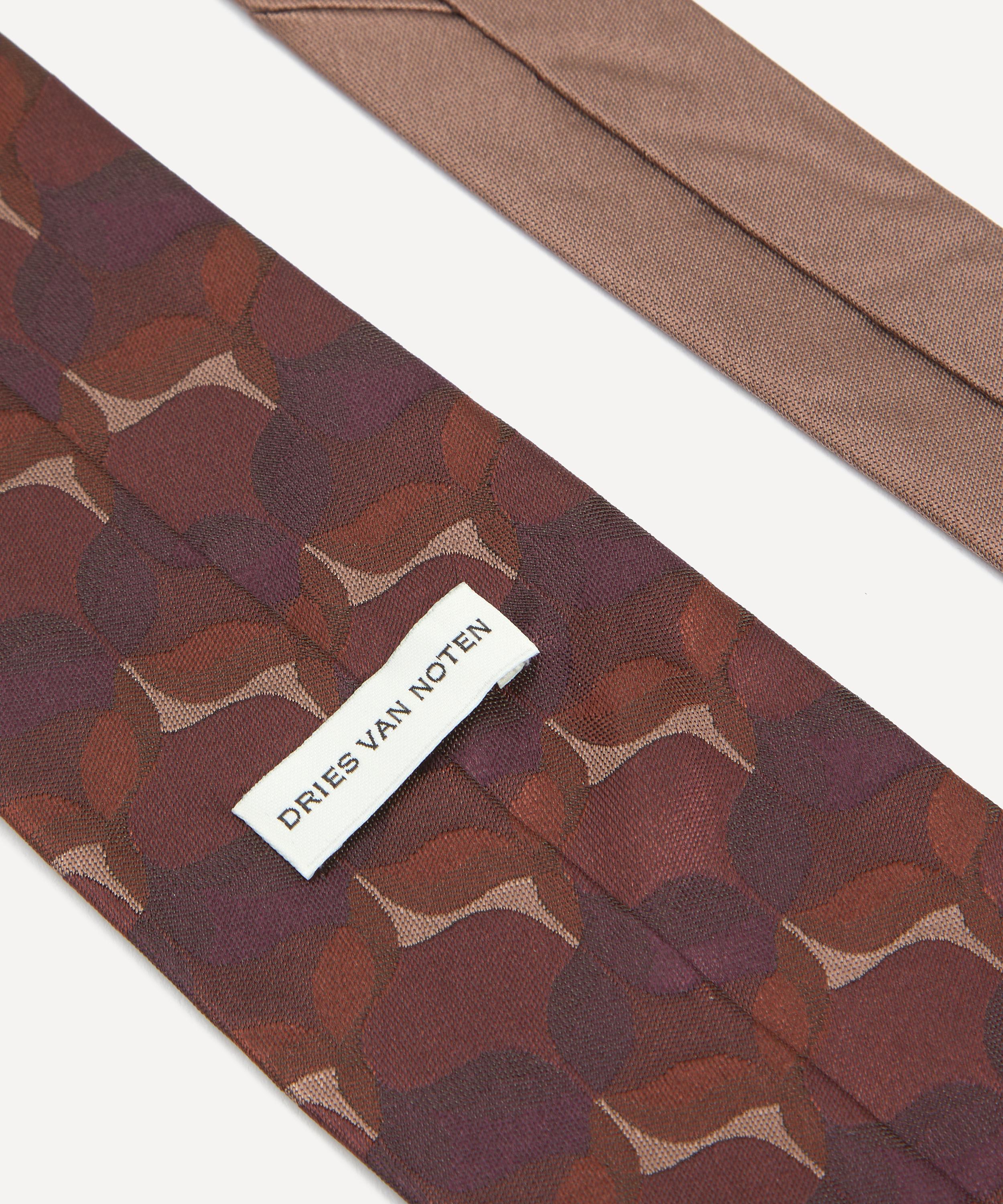 Dries Van Noten - Bordeaux Abstract Silk Jacquard Tie image number 2