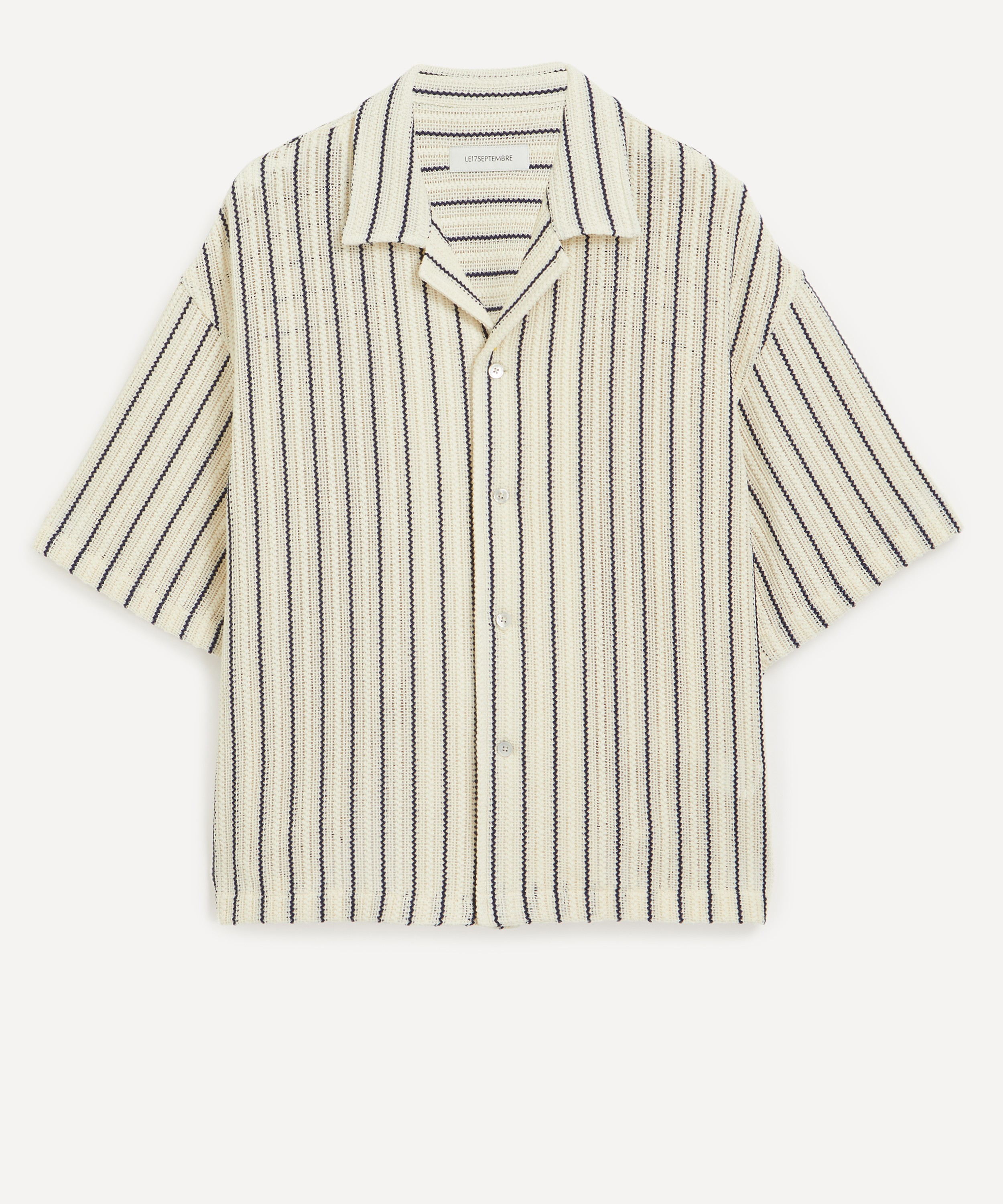 Le17septembre - Striped Crochet Knit Shirt image number 0
