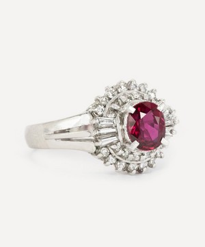 Kojis - Platinum Vintage Ruby and Diamond Cluster Ring image number 1