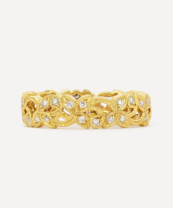 Kojis - 18ct Gold Floral Diamond Eternity Ring image number null