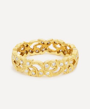 Kojis - 18ct Gold Floral Diamond Eternity Ring image number 2