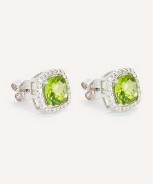Kojis - 18ct White Gold Peridot and Diamond Cluster Stud Earrings image number 1