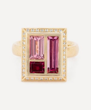 Kojis - 18ct Rose Gold Pink Tourmaline and Diamond Chocolate Box Ring image number 0