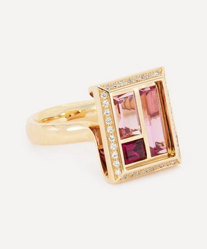 Kojis - 18ct Rose Gold Pink Tourmaline and Diamond Chocolate Box Ring image number 1