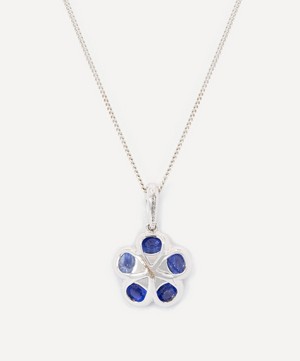 Kojis - 18ct White Gold Sapphire and Diamond Daisy Cluster Pendant Necklace image number 2