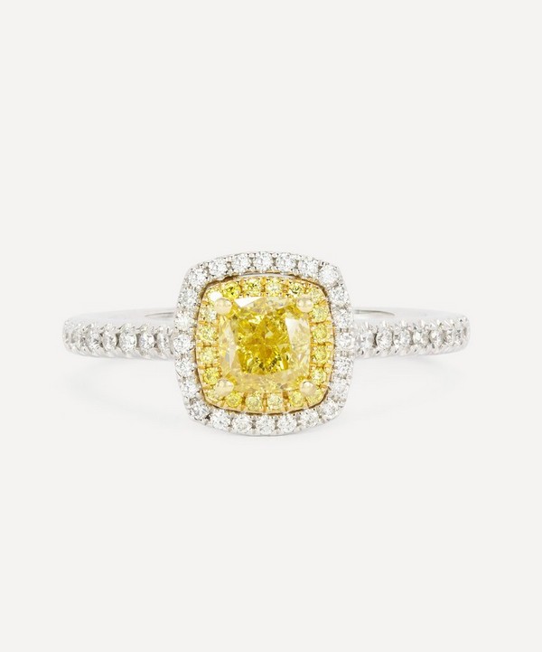 Kojis - Platinum Yellow Diamond Cluster Engagement Ring image number null