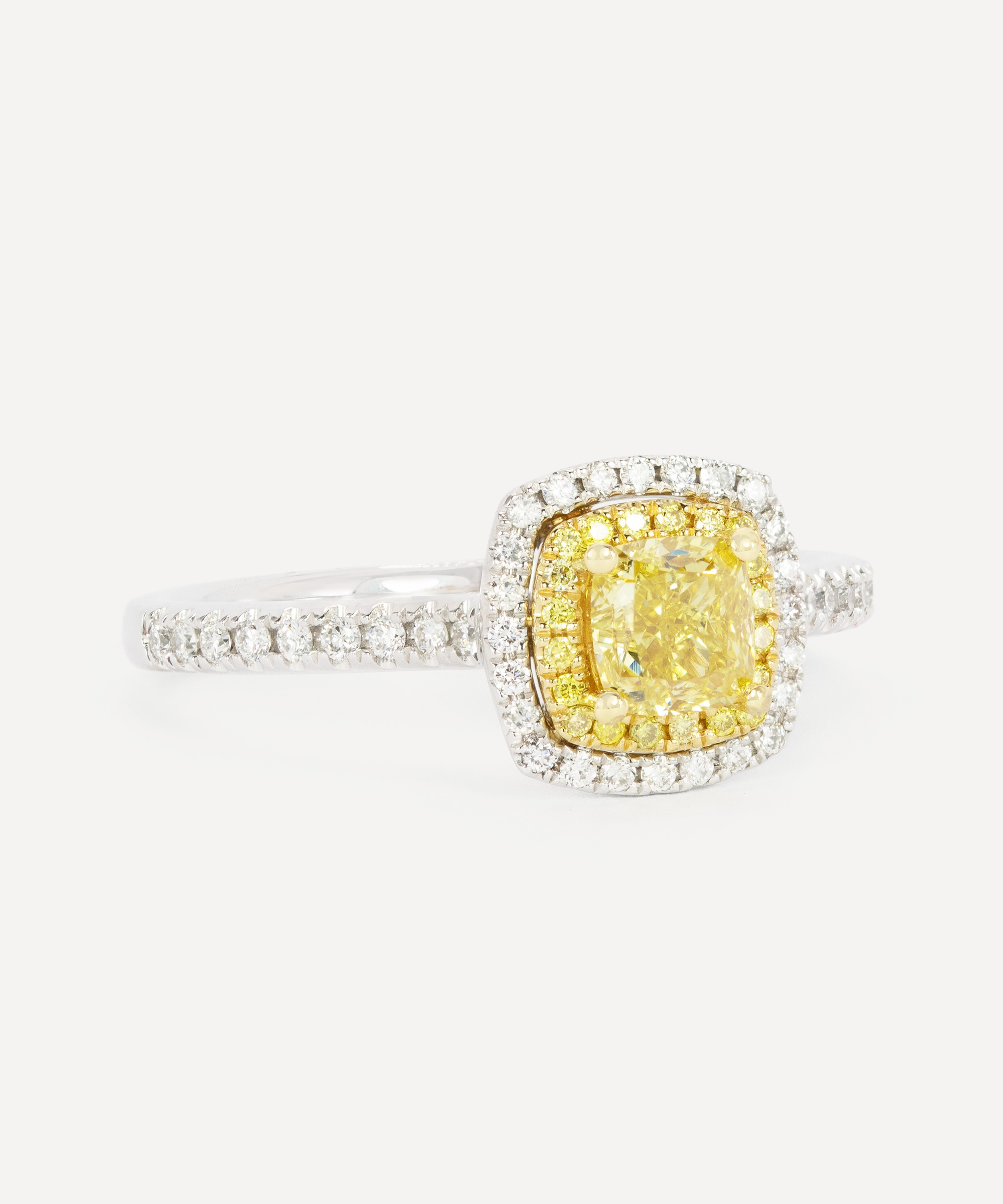 Kojis - Platinum Yellow Diamond Cluster Engagement Ring image number 1