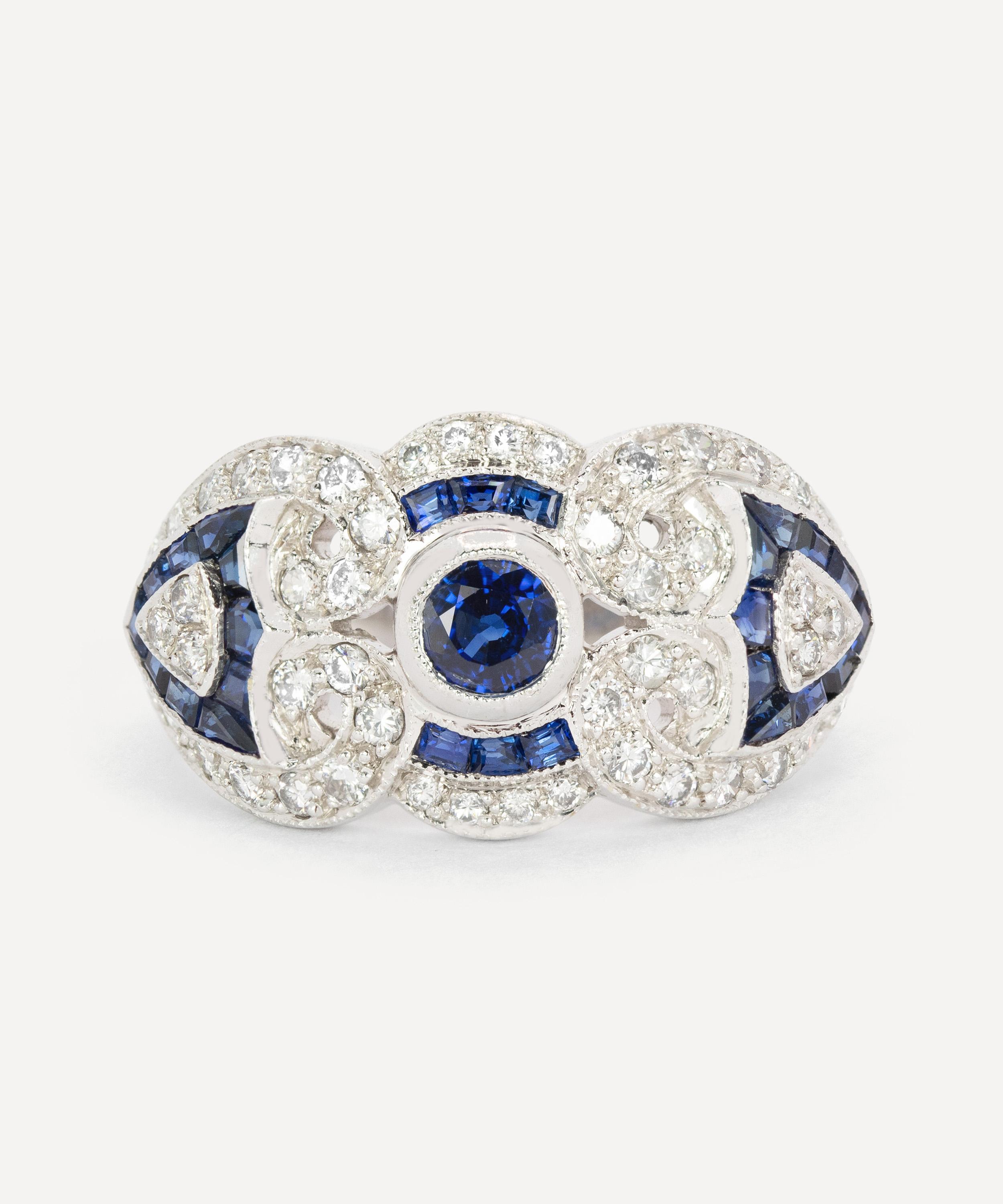 Kojis - 18ct White Gold Vintage Sapphire and Diamond Fancy Cluster Ring image number 0
