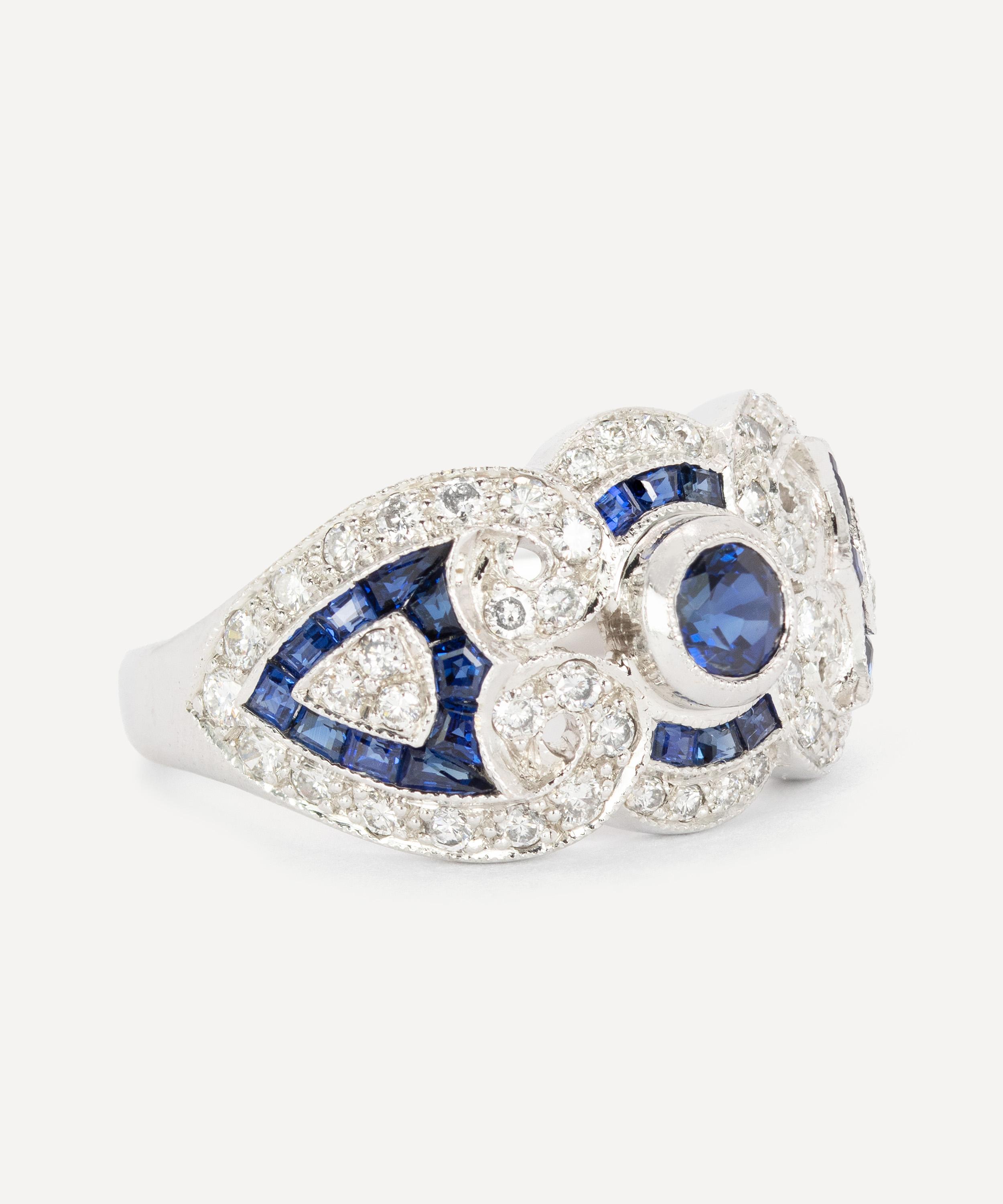 Kojis - 18ct White Gold Vintage Sapphire and Diamond Fancy Cluster Ring image number 1