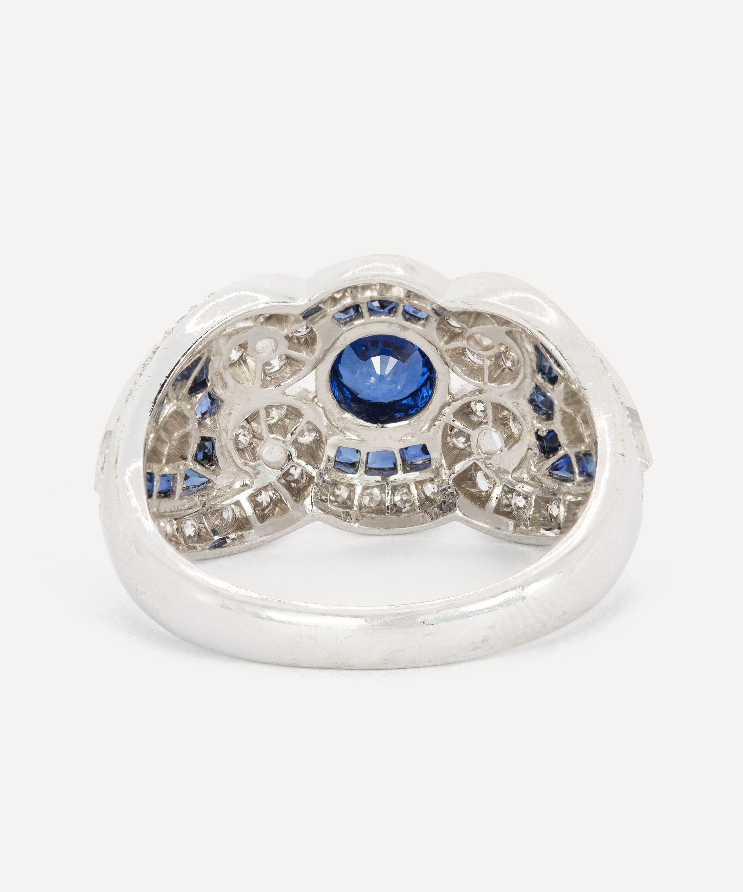 Kojis - 18ct White Gold Vintage Sapphire and Diamond Fancy Cluster Ring image number 2