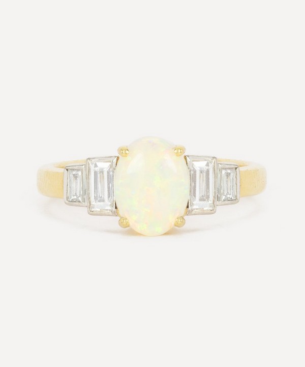 Kojis - 18ct Gold Opal and Diamond Five Stone Ring image number null